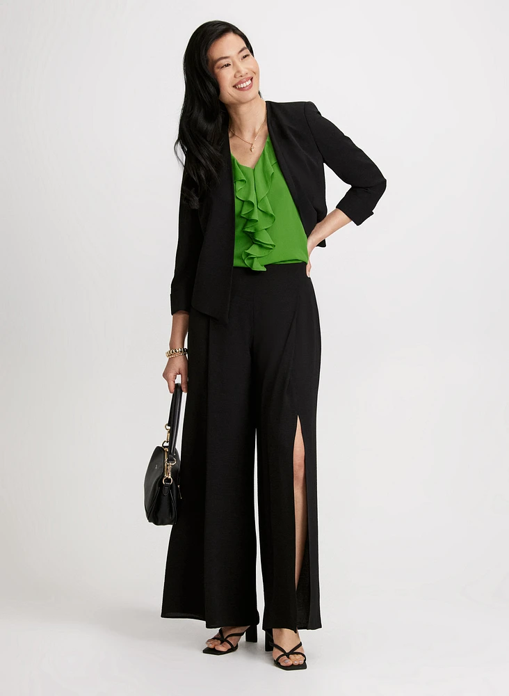 Olivia Slit Hem Wide-Leg Pants - Regular