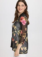 Haut floral ouvert à effet transparent