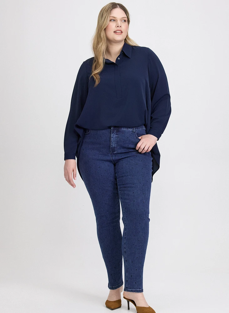 Asymmetric High-Low Hem Blouse