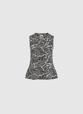 Leaf Print Sleeveless Top