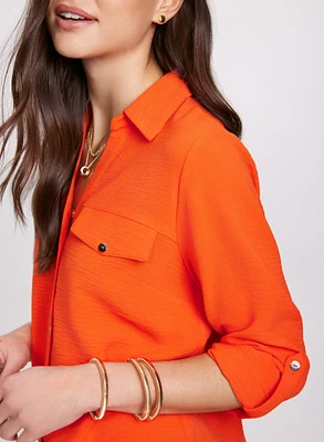 Crepe Button-Down Blouse