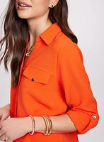 Crepe Button-Down Blouse