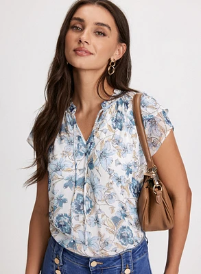 Blouse florale à manches étagées