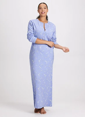 Robe de nuit longue à motif floral