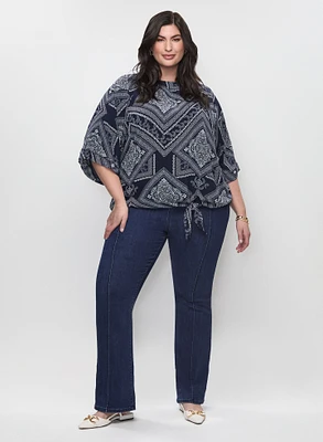 Paisley Print Blouse & Bootcut Jeans