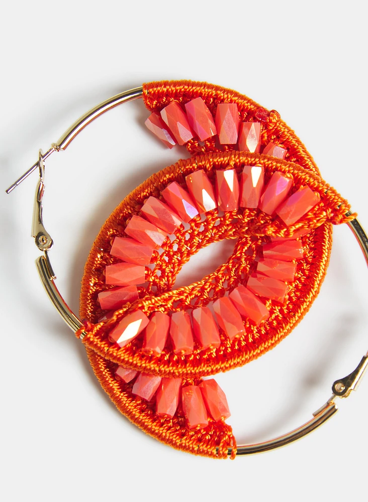 Bead & Knit Hoop Earrings