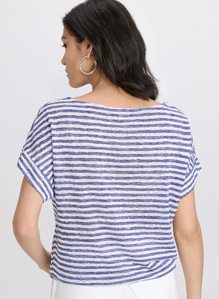 Striped Drawstring Top