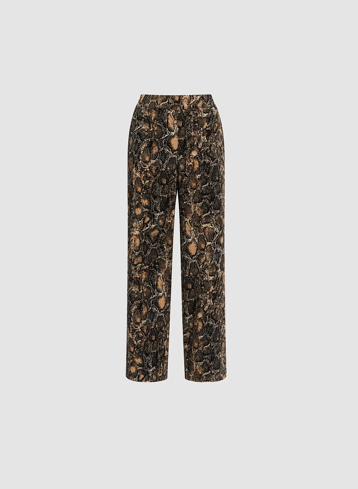 Pantalon Olivia à jambe large motif peau de serpent