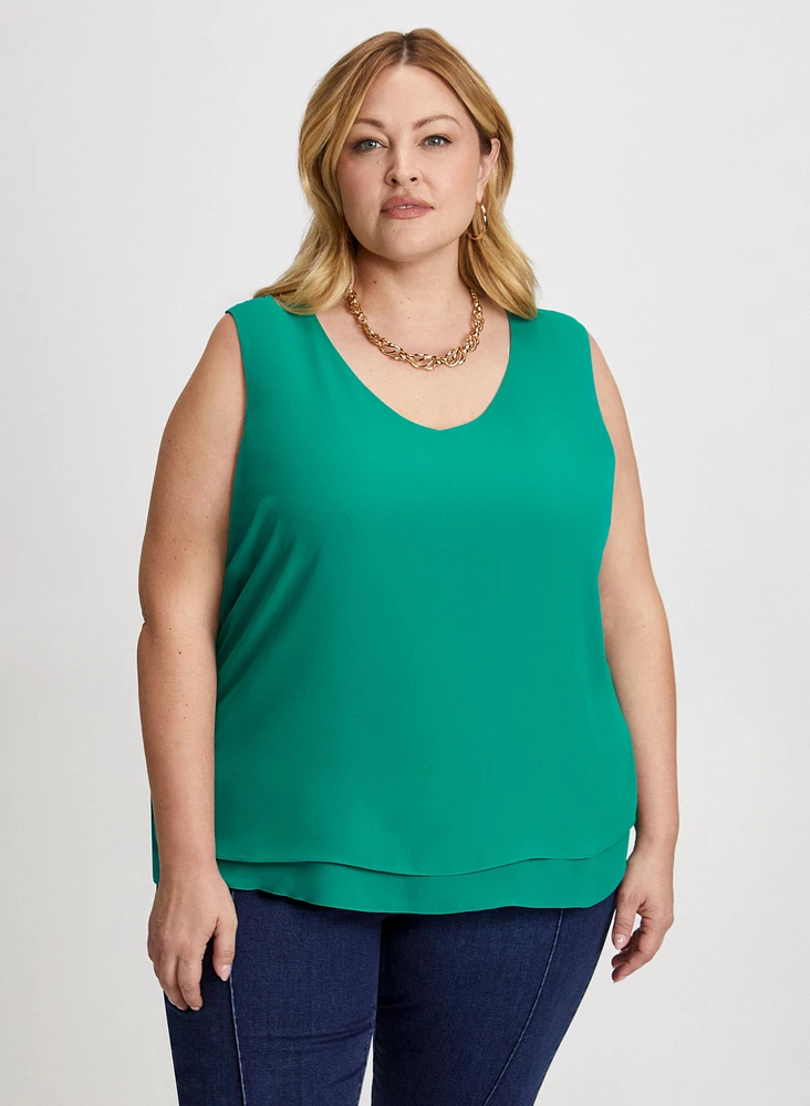 Sleeveless V-Neck Blouse