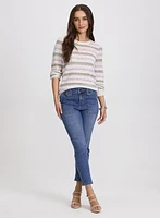 Pull rayé en tricot pointelle
