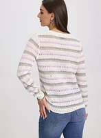 Pull rayé en tricot pointelle