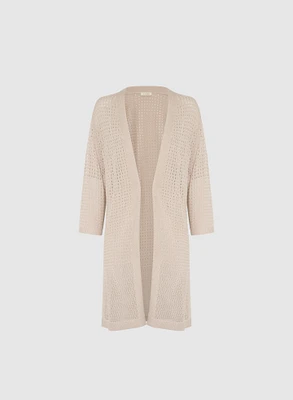 Cardigan long en tricot ajouré