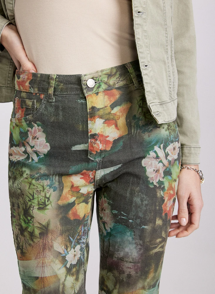 Floral Reversible Slim-Leg Jeans