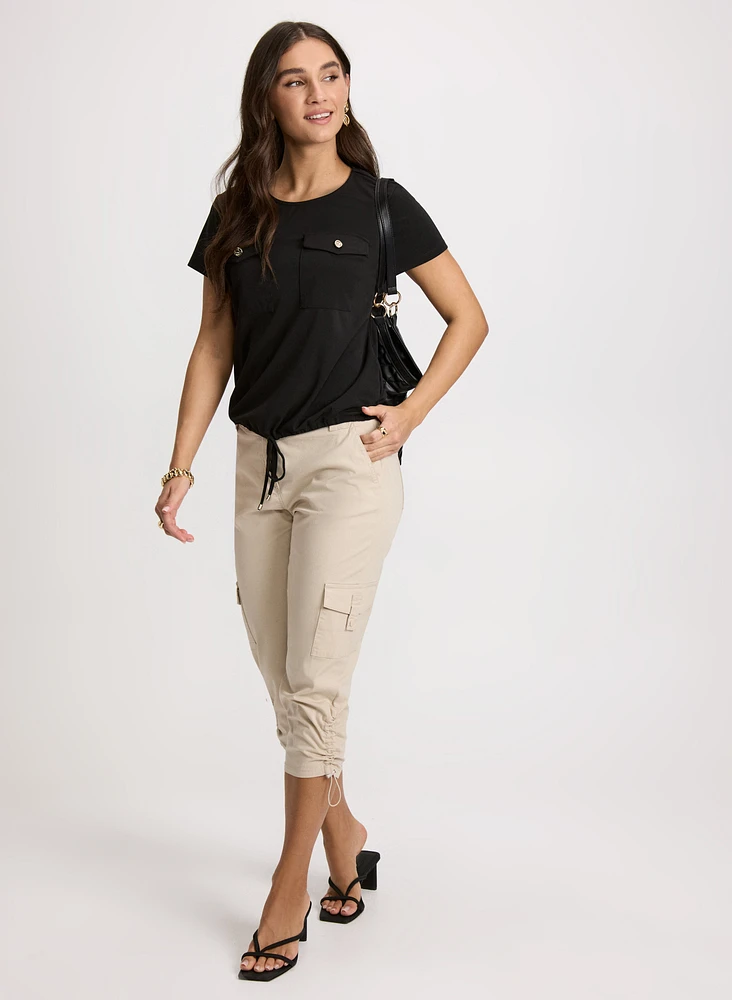 Buttoned Flap Pocket Top