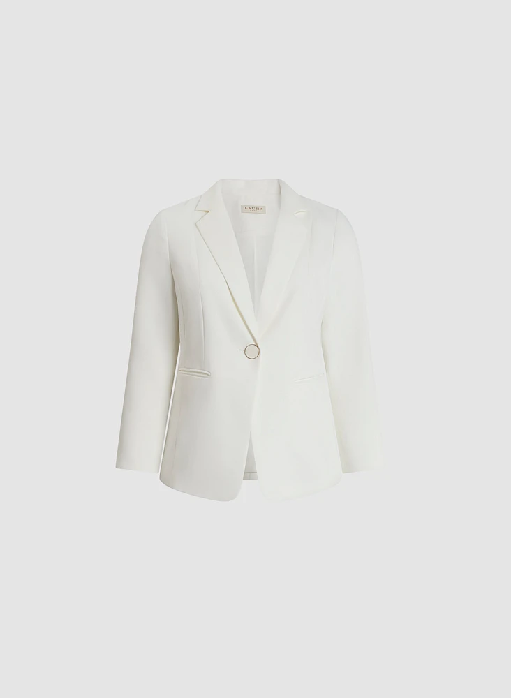 Single Button Notch Collar Blazer