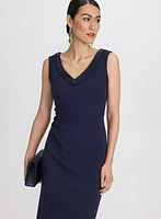 Lace Jacket & Crepe Dress Set