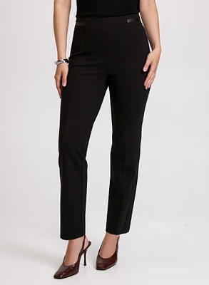 Sofia Vegan Leather Trim Straight-Leg Pants