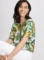 Haut à motif de feuilles tropicales