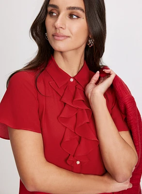 Ruffle Short Sleeve Blouse