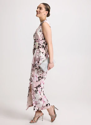 Flounced Rose Print Dress