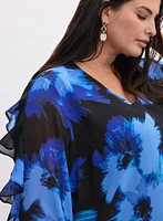 Blouse tunique florale volantée