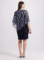 Petal Print Cape Overlay Dress