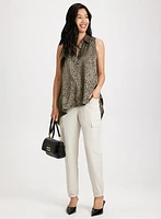 Leopard Print Sleeveless Blouse & Cargo Pants