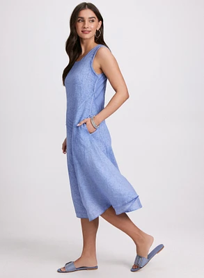 Linen Bias-Cut Midi Dress