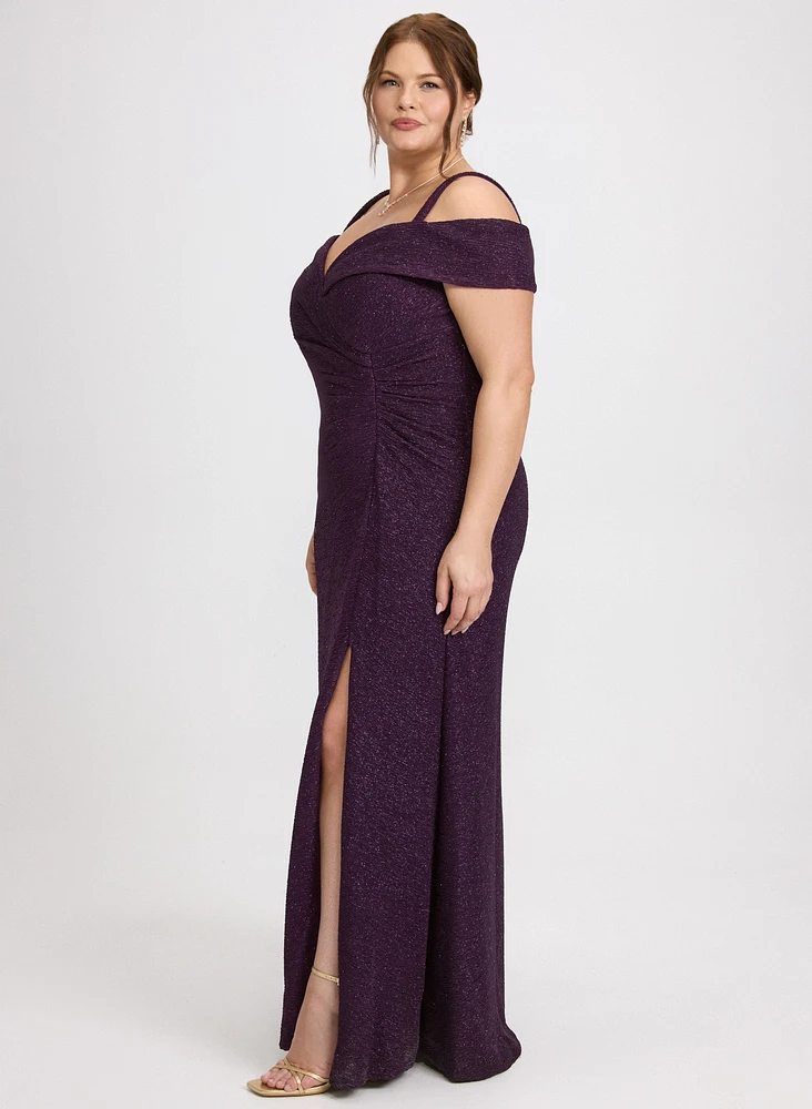 Glitter Knit Cold-Shoulder Dress