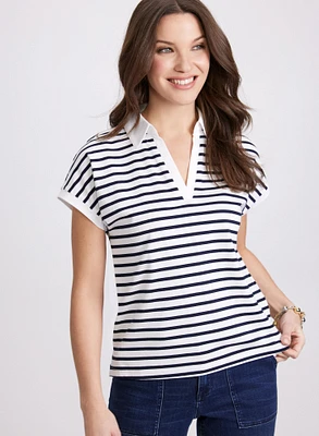 Stripe Cap Sleeve T-Shirt