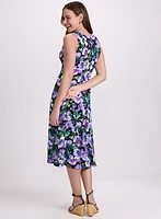 Robe midi florale froncée