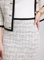 Contrast Trim Tweed Pencil Skirt