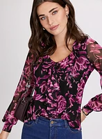 Floral Print Ruffled Top