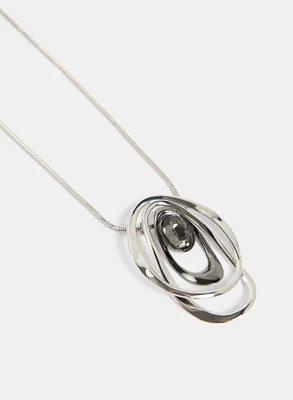 Two-Tone Oval Pendant Necklace