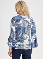 Paisley Print Ruffle Sleeve Top