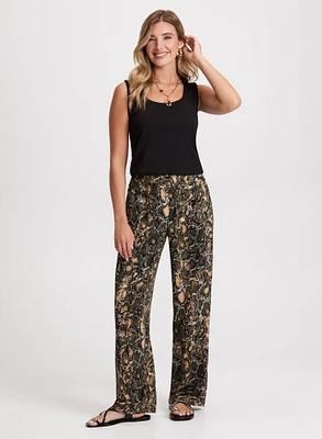 Square Neck Tank Top & Snake Print Wide Leg Pants