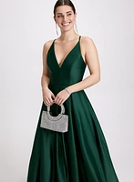 Plunge Neck Ballgown Dress