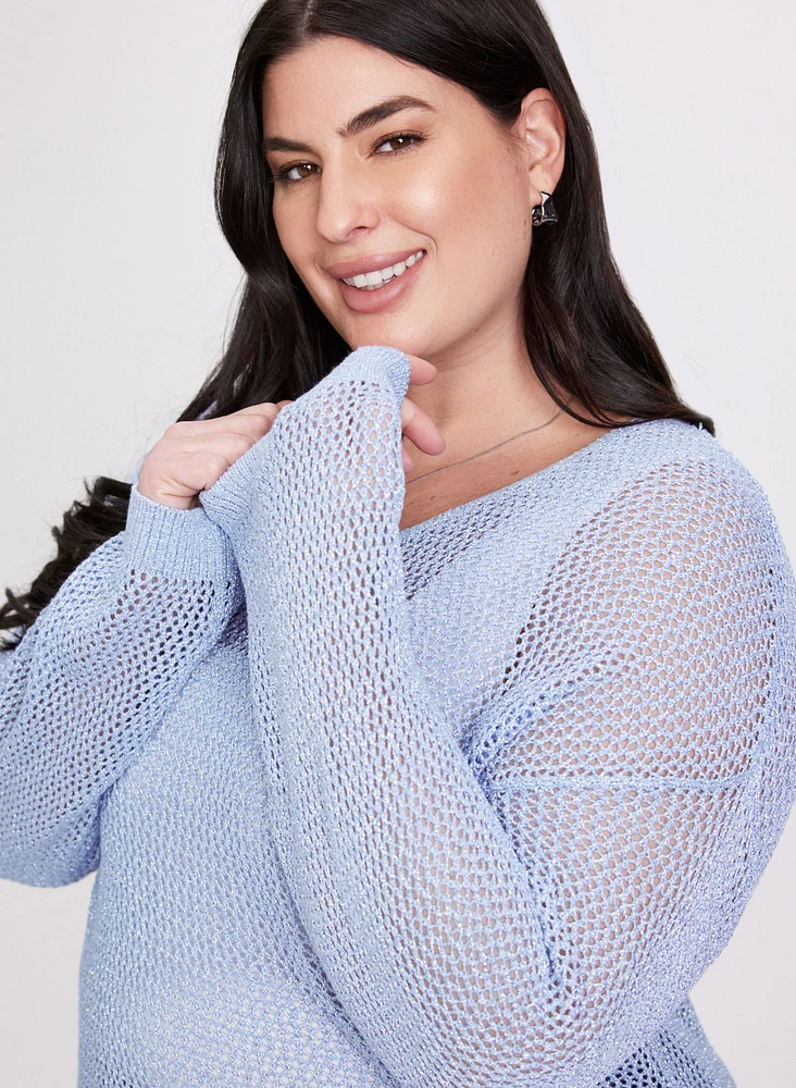 Glitter Knit Open Weave Sweater