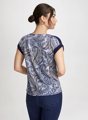 Cap Sleeve Paisley T-Shirt