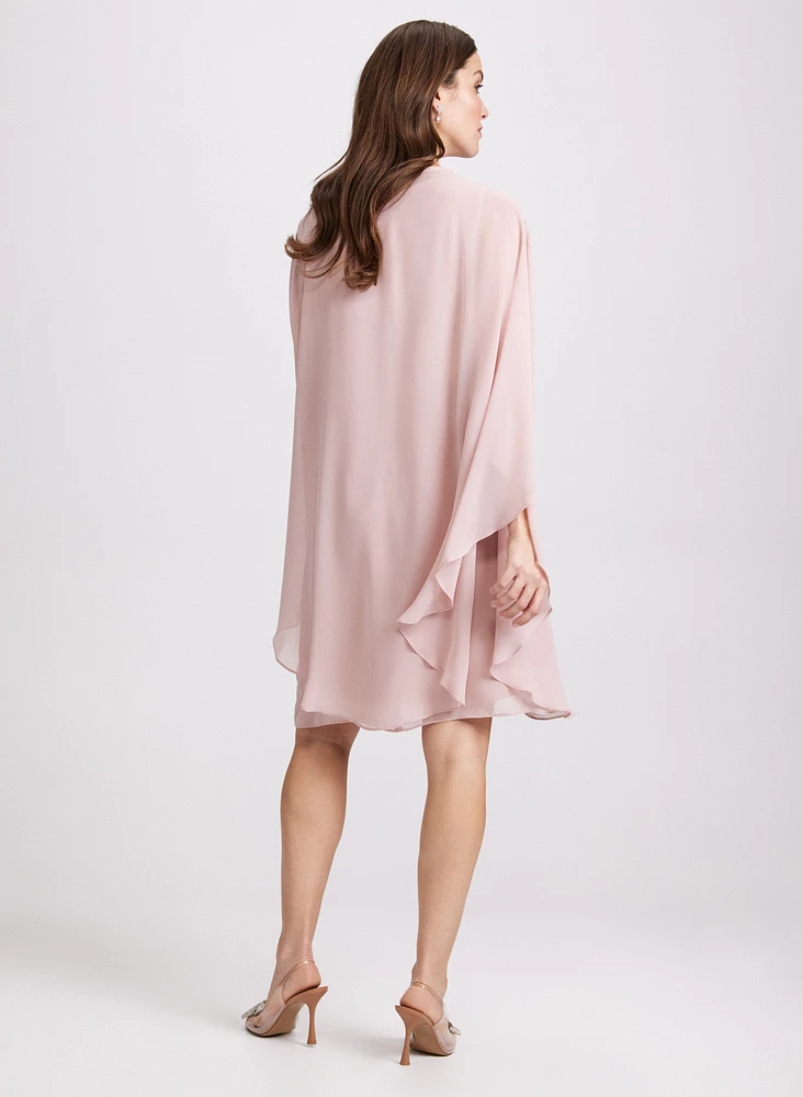 Robe midi en chiffon à cape