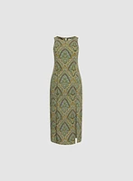 Robe paisley à fente avant