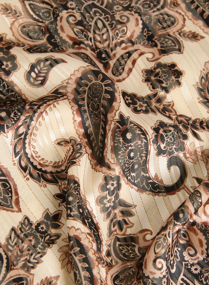 Blouse à manches bouffantes et motif paisley