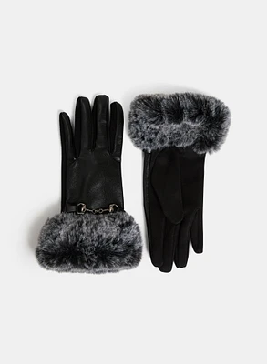 Gants en faux suède à fausse fourrure