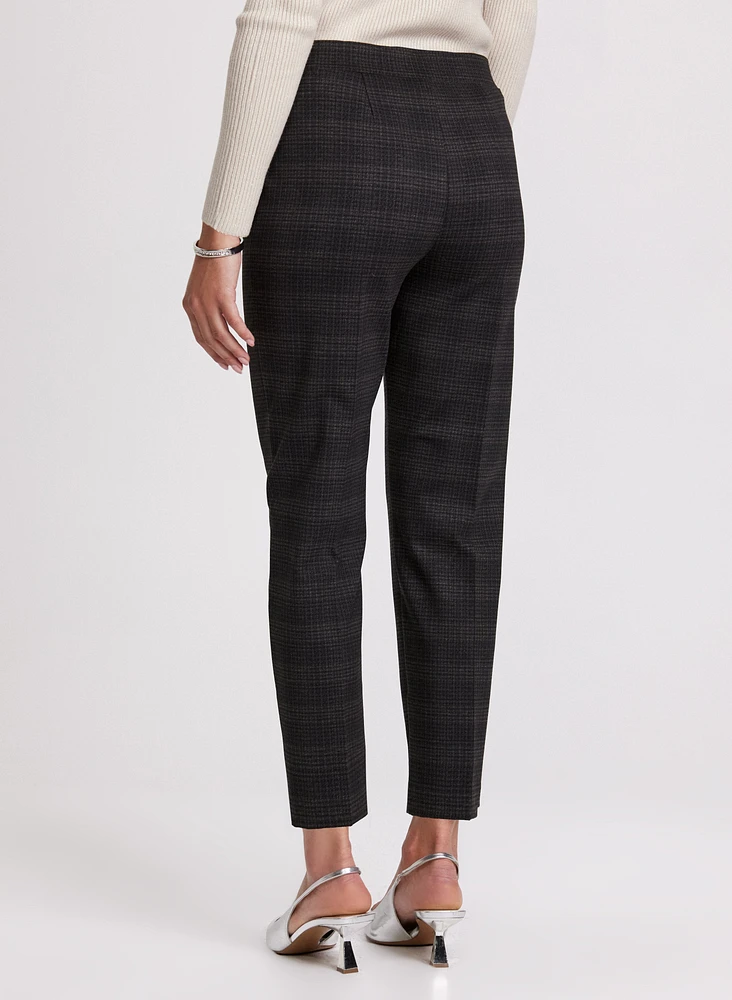 Sofia Plaid Print Slim-Leg Pants - Short