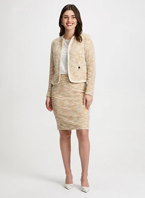 Collarless Bouclé Jacket & Bouclé Pencil Skirt