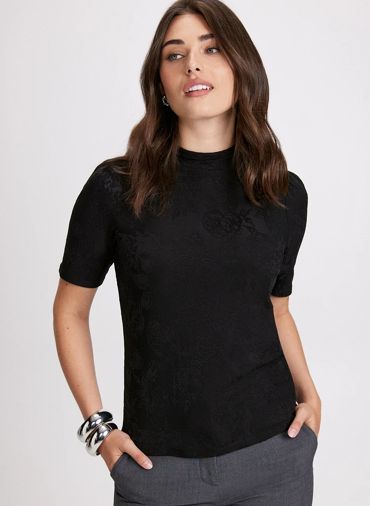 Turtleneck Elbow Sleeve Top