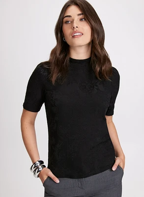 Turtleneck Elbow Sleeve Top