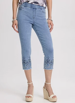Embellished Denim Capris
