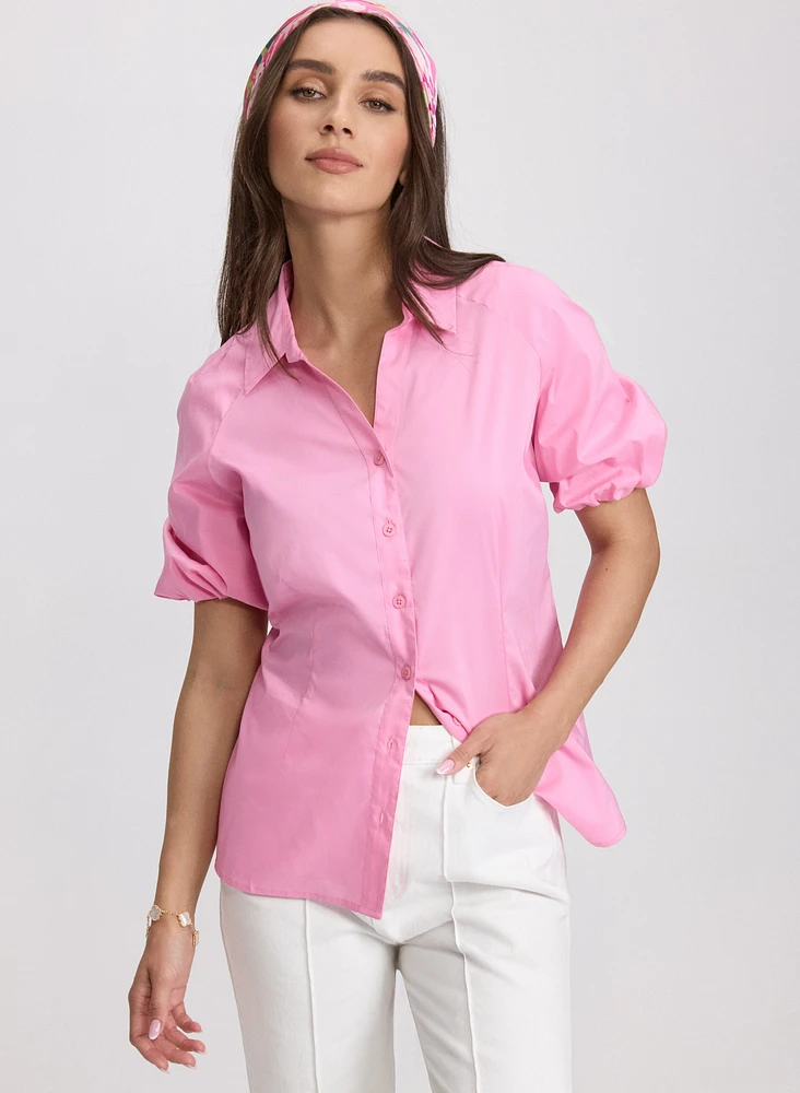 Blouse manches bouffantes en coton