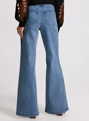 Faded Wide-Leg Jeans